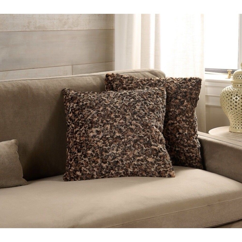 Hotel du Cobb Set of (2) 20" Faux Fur Pillows by Dennis Basso  - Leopard